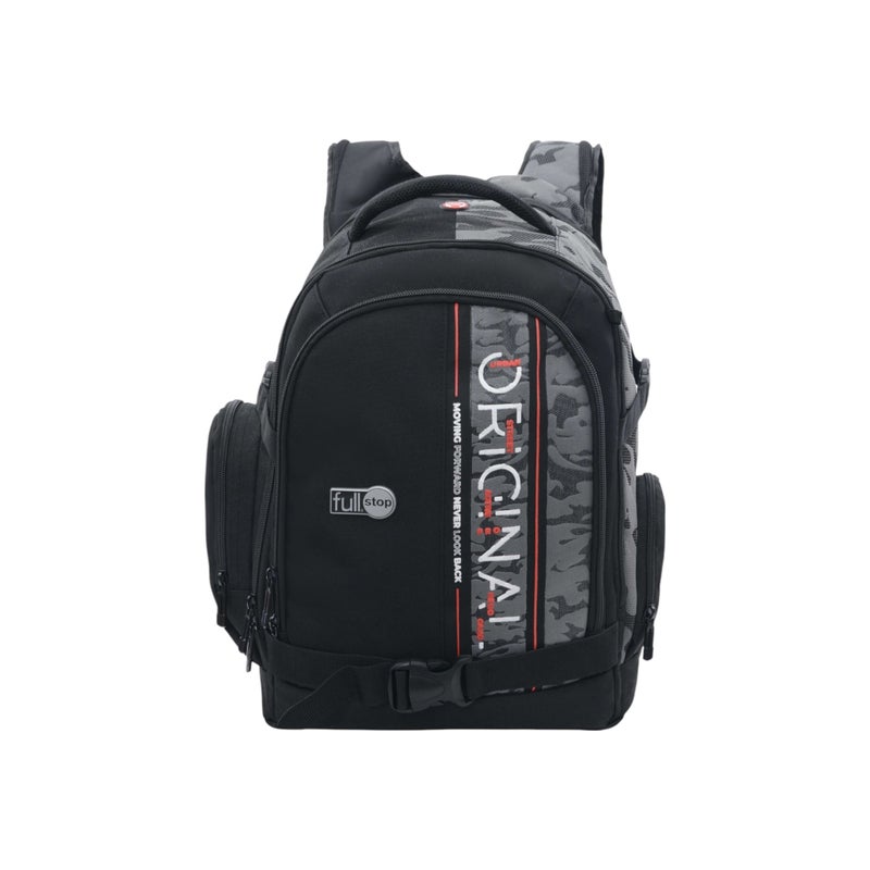 Full Stop Panelled Black Backpack for Boys - Image 1